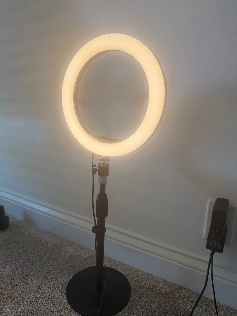 Telescoping Ring LED Light Desk Stand - Black/White- Kensington